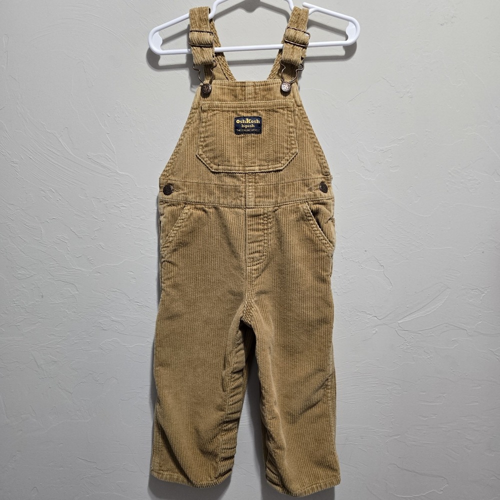 OshKosh‎ B'gosh Vestbak Corduroy Overalls Tan 24 Months Snap Leg Cotton Toddler